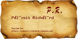 Pázsit Richárd névjegykártya